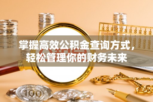 武进掌握高效公积金查询方式，轻松管理你的财务未来